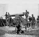 Arlington VA Soldiers 24-pdr siege gun on wooden barbette carriage at Fort Corcoran